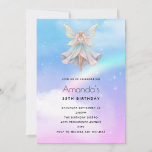 Magical Angel Fairy Pastel Colors Birthday Invitation
