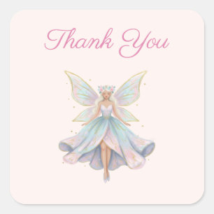 Magical Angel Fairy Pastel Colors Thank You Square Sticker