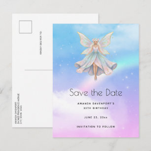Magical Angel Fairy Pastel Colours Announcement Postcard