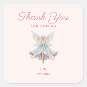 Magical Angel Fairy Pastel Colours Party Thank You Square Sticker