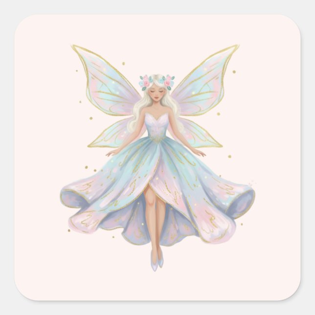 Magical Angel Fairy Pastel Colours Square Sticker (Front)