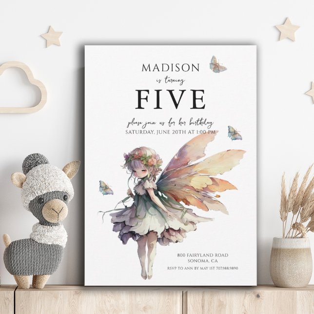 Magical Anime Fairy 5th Birthday Party Invitation (Creator Uploaded)