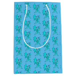 Magical Aqua Fantasy Dragon Medium Gift Bag