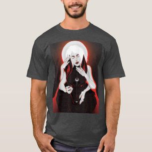 Magical art of a White Queen Moon and Night Wolf T-Shirt