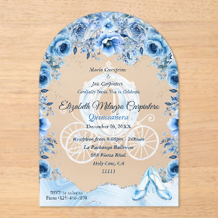 Magical Baby Blue Cinderella Quinceañera  Acrylic Invitations