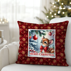 Magical Baby Fawn Cozy Winter Kids Room Decor Xmas Cushion