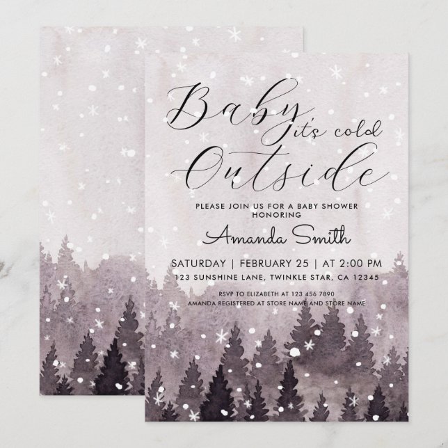 Magical Baby It's Cold Outside Girl Baby Shower Invitation (Front/Back)