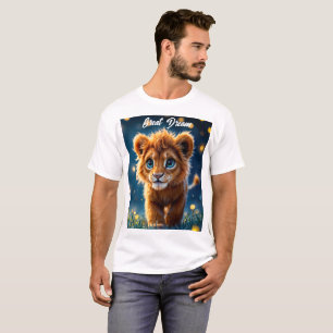 Magical baby lion walking in a fantasy night T-Shirt