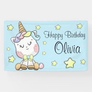 Magical Baby Unicorn and Stars Birthday Banner