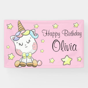 Magical Baby Unicorn and Stars Birthday Banner