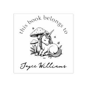 Magical Baby Unicorn Toadstool & Butterflies Book Rubber Stamp