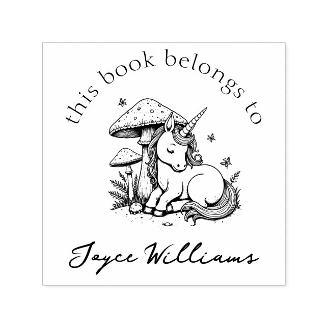 Magical Baby Unicorn Toadstool & Butterflies Book Self-inking Stamp (Design)