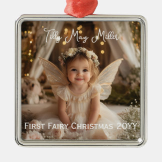 Magical Baby's First Fairy Christmas Photo Gift Metal Tree Decoration