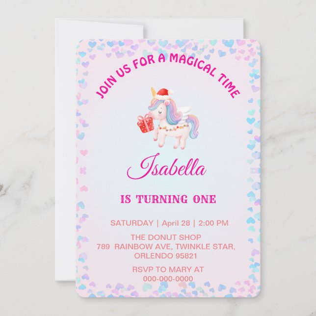 Magical Ballet rainbow gradient 1st birthday party Invitation (Front)