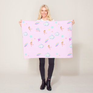 Magical Ballet rainbow gradient birthday party kid Fleece Blanket