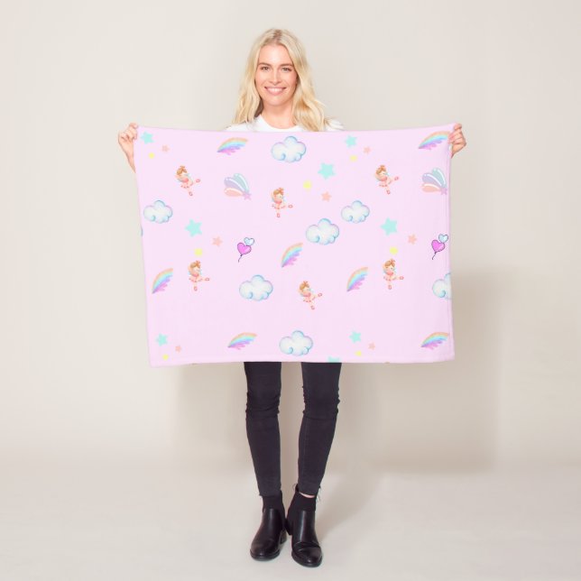 Magical Ballet rainbow gradient birthday party kid Fleece Blanket (In Situ)