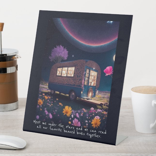 Magical Banned Bookmobile Pedestal Sign (In SItu)