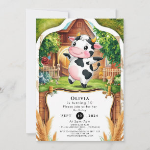 Magical Barnyard Cow Birthday Invitation
