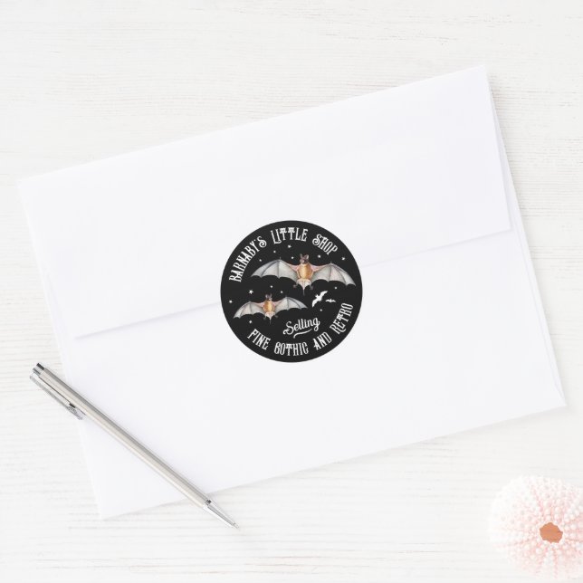 Magical Bats Gothic Shop or Horror Classic Round Sticker (Envelope)