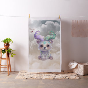 Magical bear cub in pastel glitter. fabric