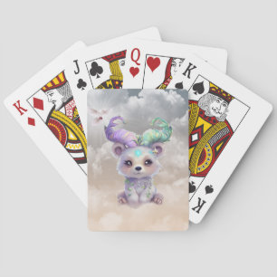 Magical bear cub in pastel glitter. playing cards