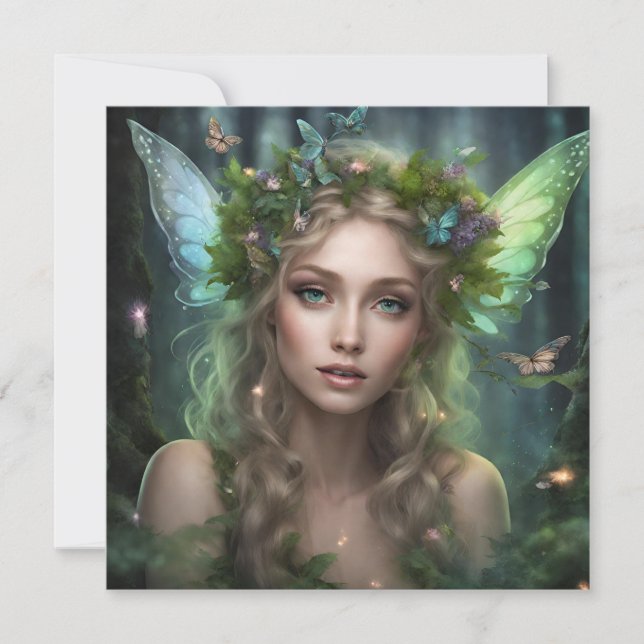 Magical Beautiful Nature Forest Fairy  Card (Front)