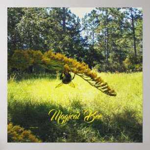 Magical Bee, Bee Poster, Bee and Flowers Poster,  Poster