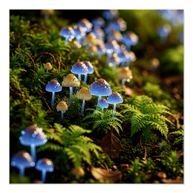 Magical Bioluminescent Fungi - Deep Forest Poster (Front)