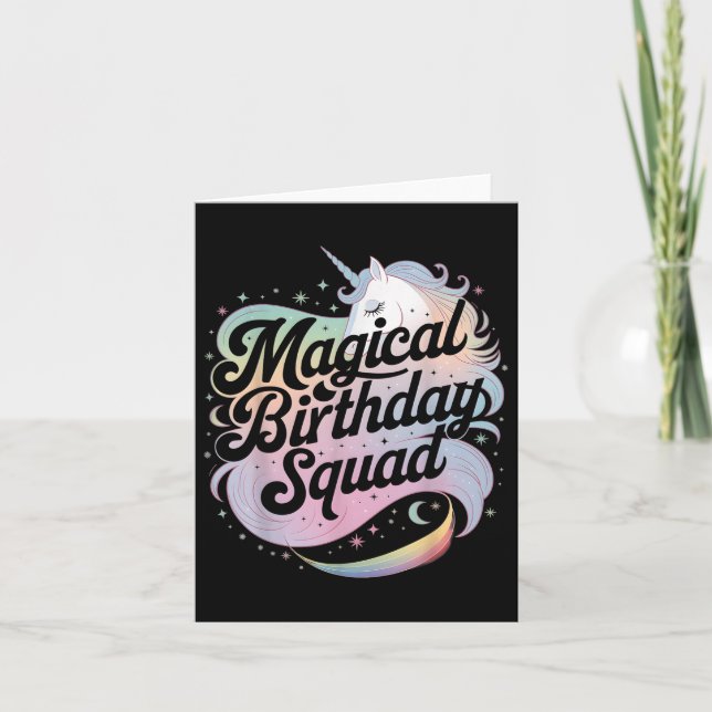 Magical Birthday Squad Unicorn Party Fun  Card (Front)