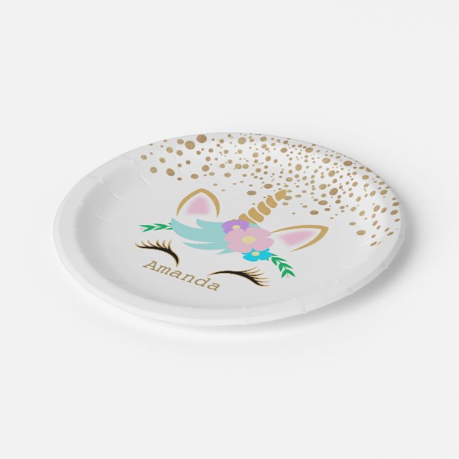 Magical Birthday Unicorn Paper Plate (Angled)