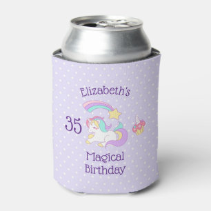 Magical Birthday Unicorn Shooting Star & Cupcake Can Cooler