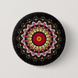 Magical Black and Red Mandala 6 Cm Round Badge