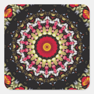 Magical Black and Red Mandala Square Sticker