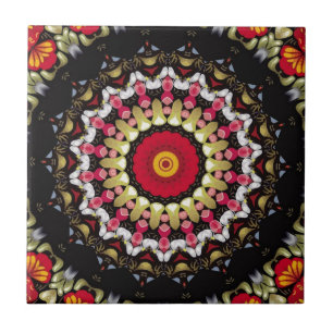Magical Black and Red Mandala Tile