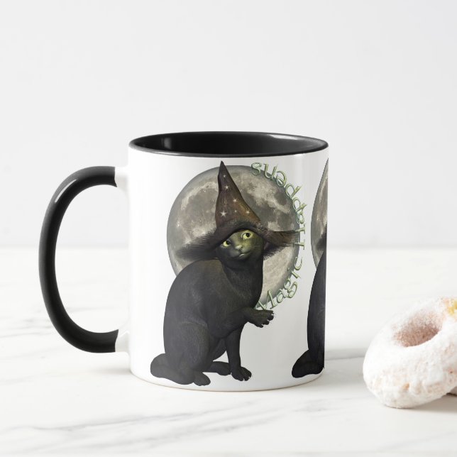 Magical Black Cat Mug (With Donut)