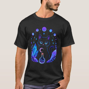 Magical Black Cat Witchcraft Aesthetic Halloween V T-Shirt
