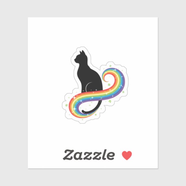 Magical Black Cat With Rainbow Tail Aesthetic  (Sheet)