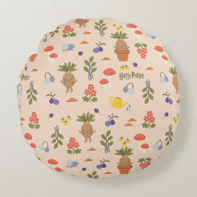 Magical Blooms Mandrake Pattern Round Cushion (Front)