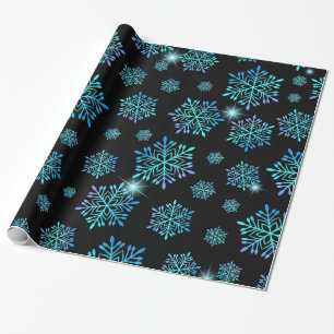 Magical Blue Aesthetic Snowflakes Wrapping Paper