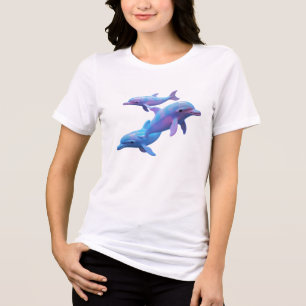 Magical Blue and Pink Dolphins Art Tri-Blend Shirt