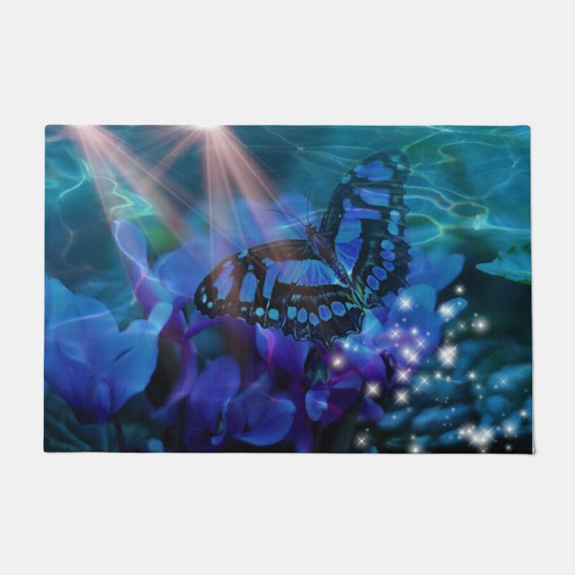 Magical Blue Butterfly Doormat (Front)