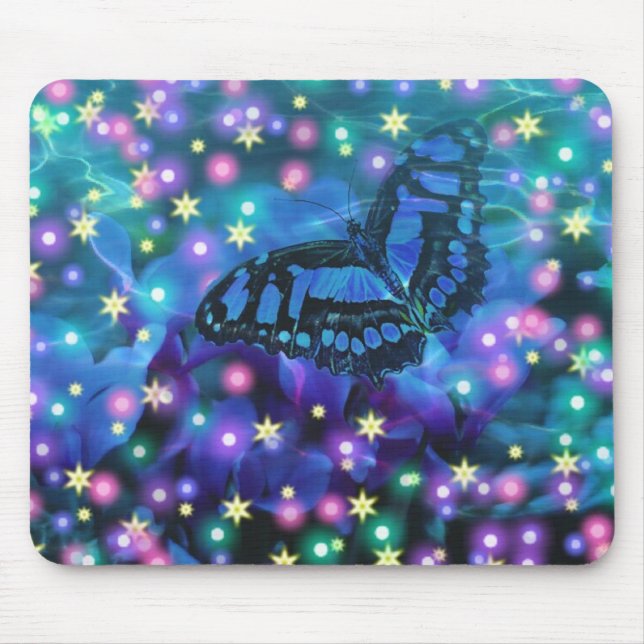 Magical Blue Butterfly Mouse Mat (Front)