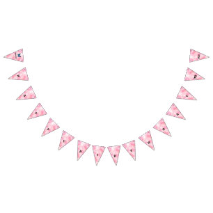 Magical blue butterfly pink glitter art bunting 