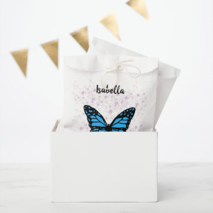 Magical blue butterfly pink glitter art favour bags