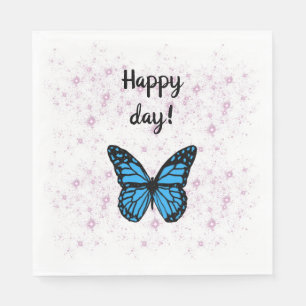 Magical blue butterfly pink glitter art napkin