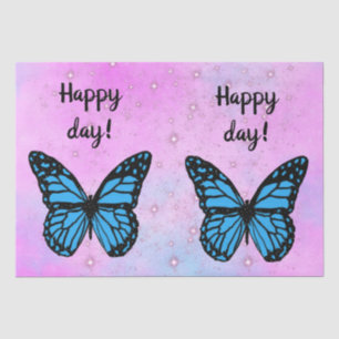 Magical blue butterfly pink glitter art tissue paper