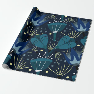 Magical blue Flowers Wrapping Paper