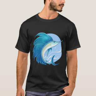 Magical Blue Galaxy Sailfish Ocean Art T-Shirt