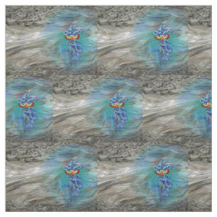 Magical Blue Plumage Fashion Owl Fabric