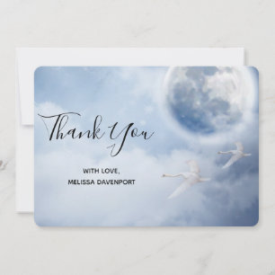 Magical Blue Sky with Flying Swans Thank You Card